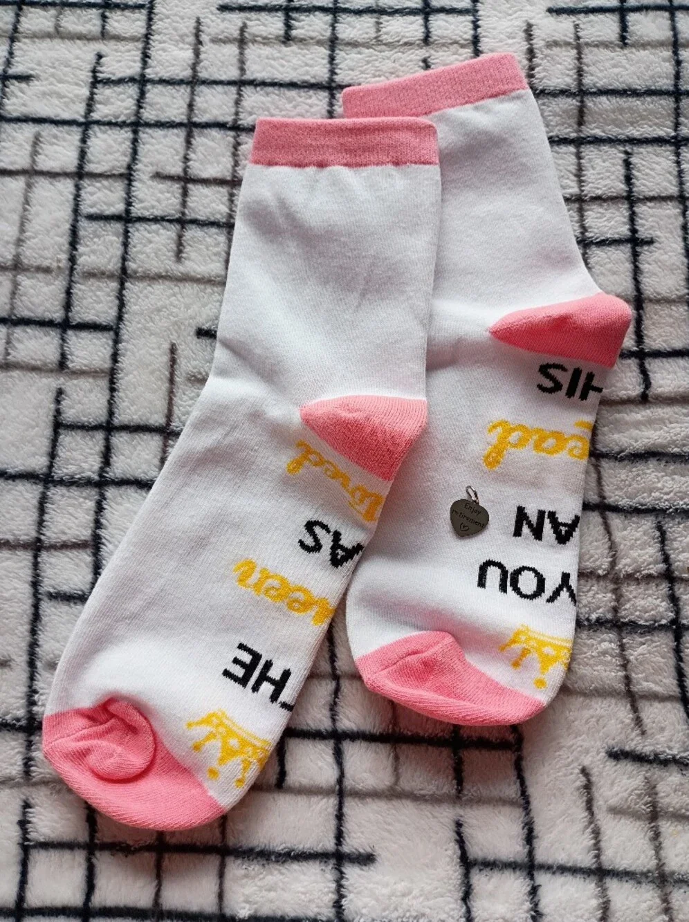 White Crew Socks with Retirement Pendant SET